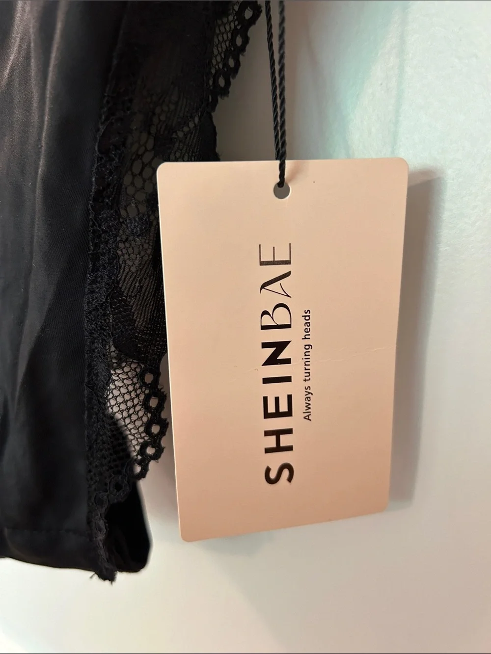 SHEIN Black Lace-Trim Bustier Bodysuit